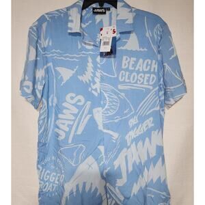 Jaws button down short sleeve shirt men's small